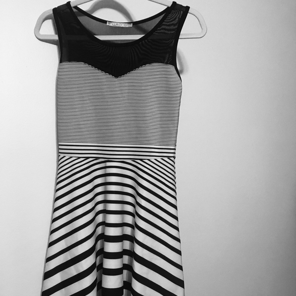 Black and white striped dress